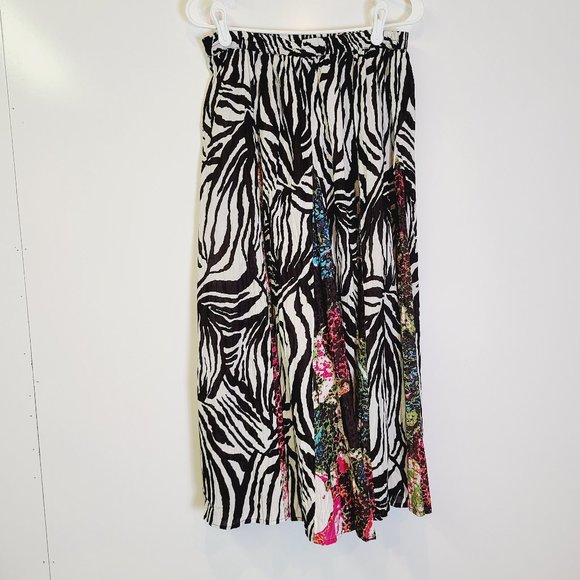 Susan Graver Zebra Print Long Skirt Elastic Waist Womens Extra Small - Picture 1 of 8